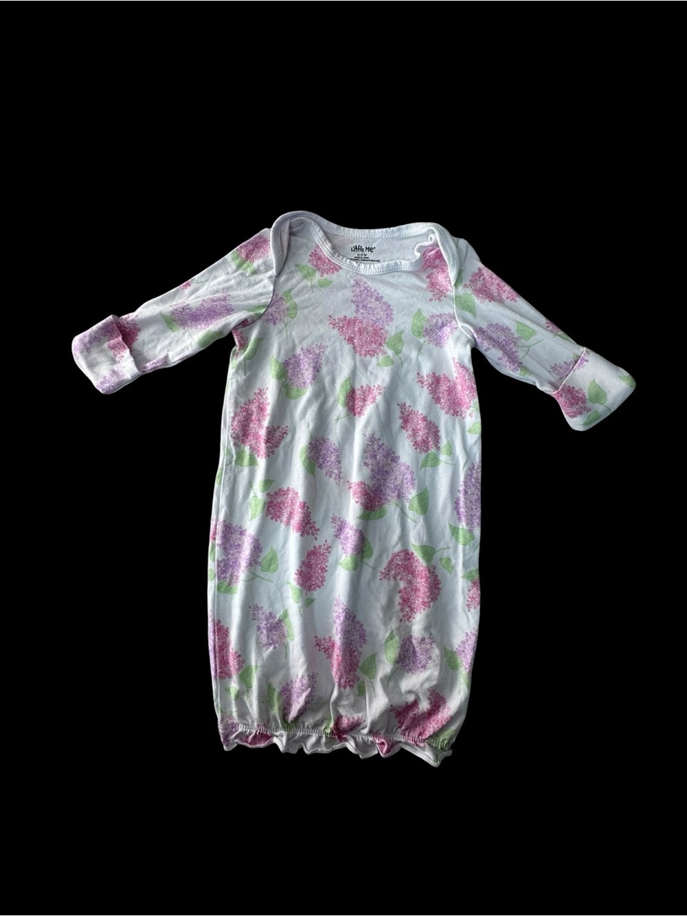 Little Me White Sleep Sack Gown with Pink & Purple Floral Print